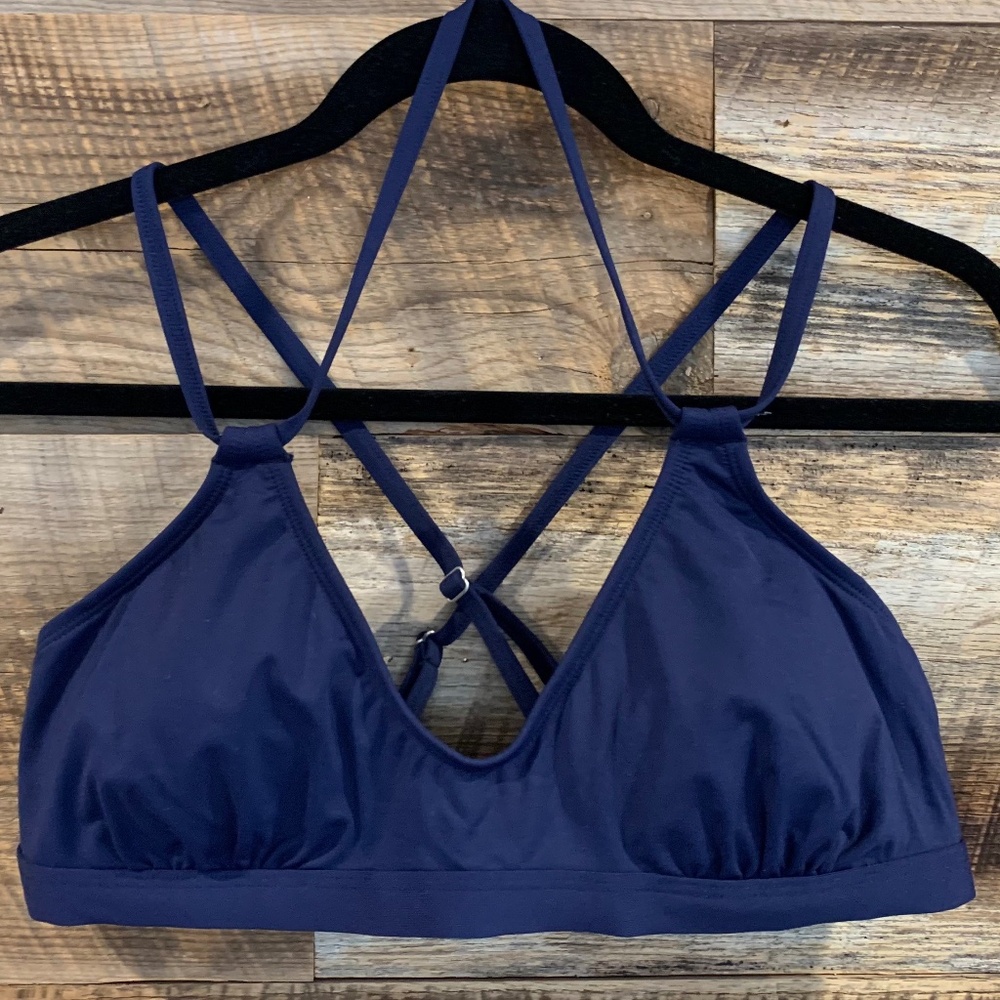 EUC – Athleta – Strappy Bikini Top – Navy – Size Medium